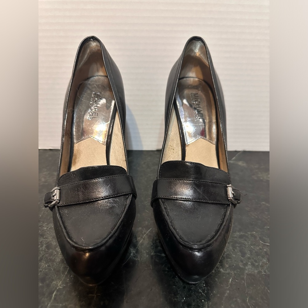 Leather Buckle Michael Kors Stilleto Heels Pumps Shoes Womens Size 9